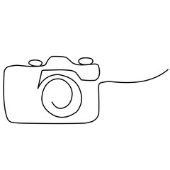 Continuous Line Drawing Of Retro Photo Camera 