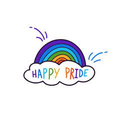 Happy Pride, color hand lettering with rainbow
