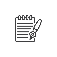 Notebook and pen line icon