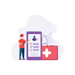 Health Check Up Concept Web Banner. Medical Doctor Examining or Checking Patient. Concept of Healthcare, Health Insurance, Medical Report.