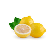 yellow lemon isolated on alpha background.