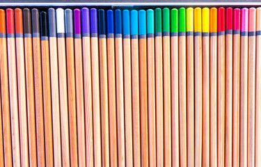 Colored pencils. Back to school background.