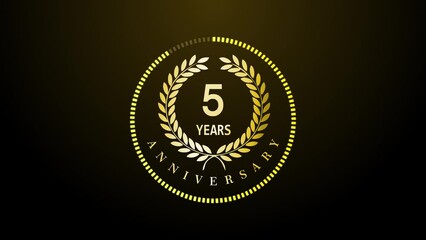 5th Year Celebration luxury golden color sparkling luxury background