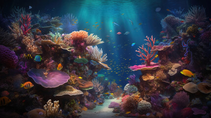 Naklejka na ściany i meble A beautiful shot of coral reef in the sea