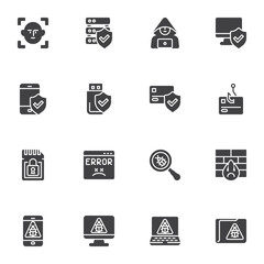 Cyber security vector icons set