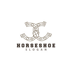 Horseshoe Logo, Horse Vector Vintage Elegant Old Retro Texsas Design, Silhouette Symbol Icon