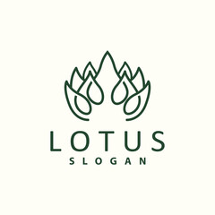 Lotus Logo, Flower Plant Vector, Minimalist Simple Line Design, Symbol Icon Template