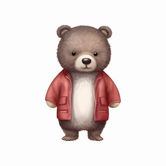 cute bear character wears trendy clothes vector painting illustration