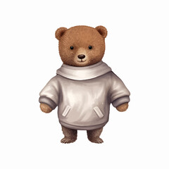cute bear character wears trendy clothes vector painting illustration