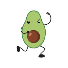 Vector avocado icon in kawaii style. Avocado fruits in a flat design. Vector