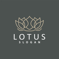 Lotus Logo, Flower Plant Vector, Minimalist Simple Line Design, Symbol Icon Template