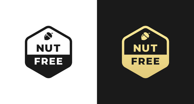 Nut free label or Nut free icon vector isolated in flat style. Best Nut free label for product packaging design element. Simple Nut free icon for packaging design element.