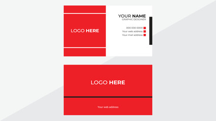 Modern blue and white business card design. Modern business card template red black colors. Flat design vector abstract creative - Vector.