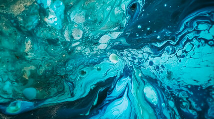 Fototapeta na wymiar Abstract blue background, texture of spreading paint, generative AI.