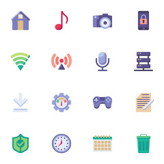 Mobile UI elements collection, flat icons set
