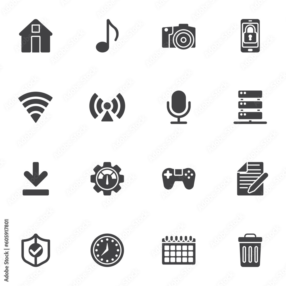 Poster mobile ui vector icons set