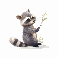cute raccoon mascot painting vector illustration © fledermausstudio