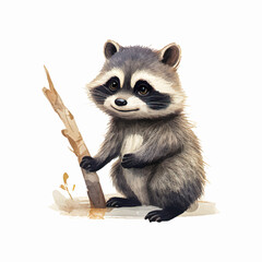 cute raccoon mascot painting vector illustration © fledermausstudio