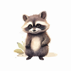 cute raccoon mascot painting vector illustration
