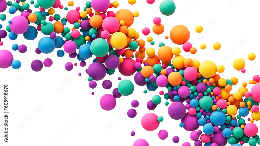 Aufkleber abstract composition with many colorful random flying spheres isolated on transparent background. co