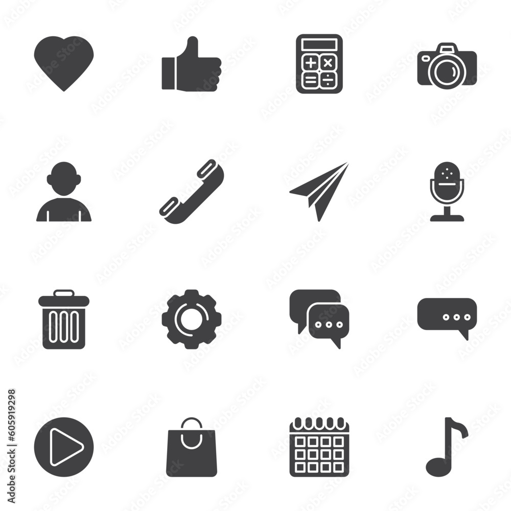 Poster mobile ui kit vector icons set