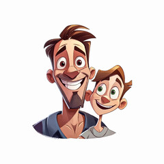 happy father's day, vector illustration of a father and his child