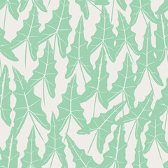 Tropical Leaves. Alocasia Plant.
Decorative vector seamless pattern. Repeating background. Tileable wallpaper print.