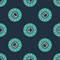 Line Astrology horoscope circle with zodiac icon isolated seamless pattern on black background. Vector