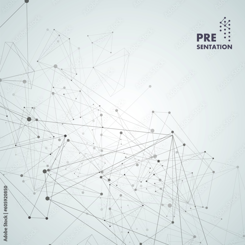 Aufkleber Geometric concept structure network. Abstract polygonal with connecting dots and lines. Global connect element. Data polygonal vector