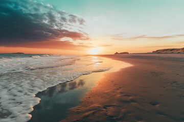 sunset in beach. Generative AI