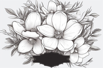Magnolia flowers Frame, With Isolated Background Generative Ai