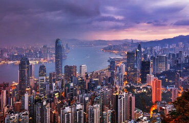 Hong Kong skyline at night from Victoria peak