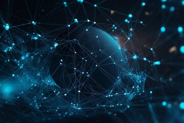 Obraz premium Futuristic Background for Presentation Design: Network Connection Dots and Lines in a Digital Technology Landscape