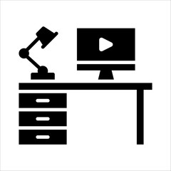 Solid vector icon for working desk which can be used various design projects.