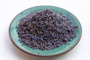 Obraz na płótnie Canvas Dried lavender flowers on white background.