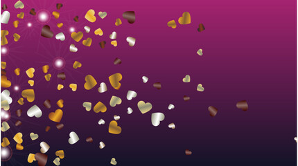 Realistic Background with Confetti of Hearts Glitter Particles. St. Valentine Day. Celebration pattern. Light Spots. Explosion of Confetti. Glitter Vector Illustration. Design for Banner.