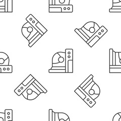 Grey line Astronaut helmet icon isolated seamless pattern on white background. Vector