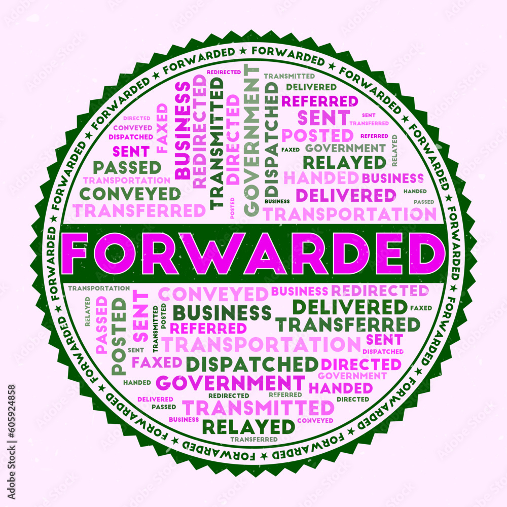 Poster forwarded concept with word clouds and round text. nice colors and grunge texture. awesome vector il