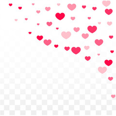 Hearts Confetti Falling Background. St. Valentine's Day pattern. Romantic Scattered Hearts Design Element. Love. Sweet Moment. Gift. Cute Element of Design for Sales or Celebration.