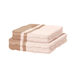 Folded terry towels vector illustration. Cartoon isolated fabric beach or pool, spa sauna or bath soft hotel towels fold in stack, fresh dry luxury cloth for personal hygiene, washing in bathroom