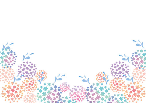 Illustration de cadre vectoriel hortensia avec touche aquarelle.