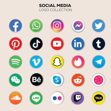 Social media logos collection and icons set for multipurpose use