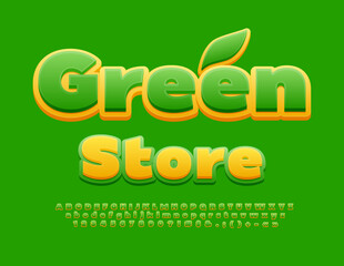 Fototapeta premium Vector eco Banner Green Shop. Modern creative Font. Bright Alphabet Letters and Numbers.