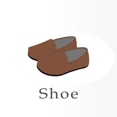 pair of brown shoes simple flat vector illustration. well use for pictogram