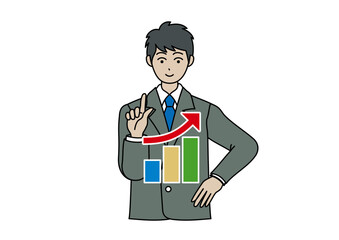 グラフを見るビジネスマン