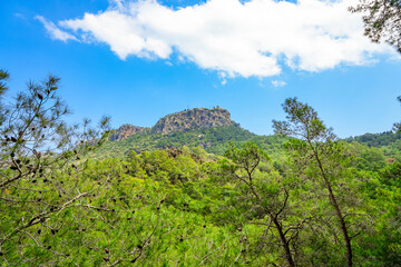 Nature at Calis Tepe near Kemer. Green landscape in Turkey.
