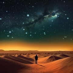 lost under the Sahara desert under the night starry sky Generative AI 