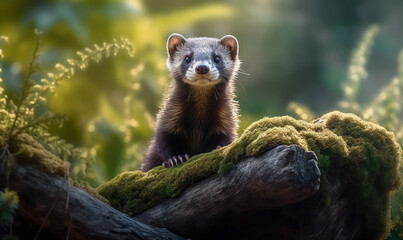 photo of mustelid in its natural habitat. Generative AI
