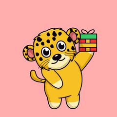 Vector illustration of cute cheetah animal