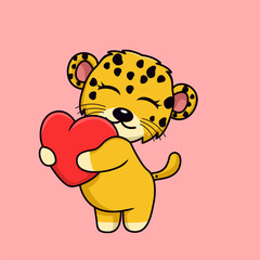 Vector illustration of cute cheetah animal